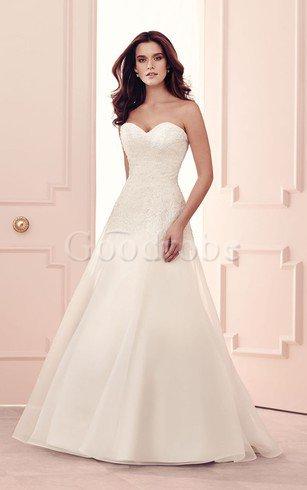 Robe de mariée humble longue facile avec décoration dentelle de traîne courte