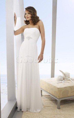 Robe de mariée simple nature plissé jusqu'au sol en taffetas