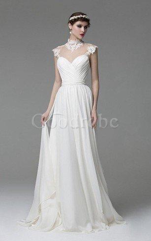 Robe de mariée modeste trou de serrure en chiffon elevé avec décoration dentelle