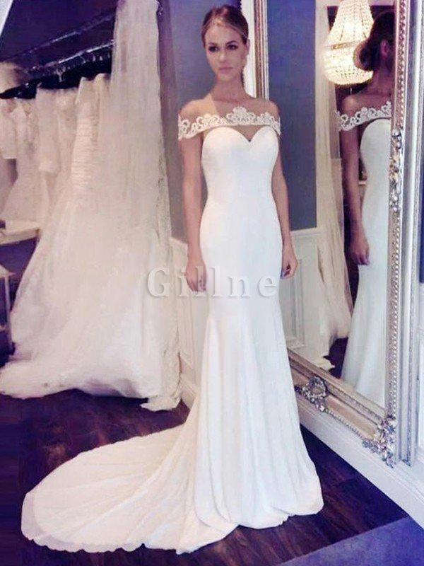 Abito da sposa tondo lunghi attraente con piega in chiffon seducente