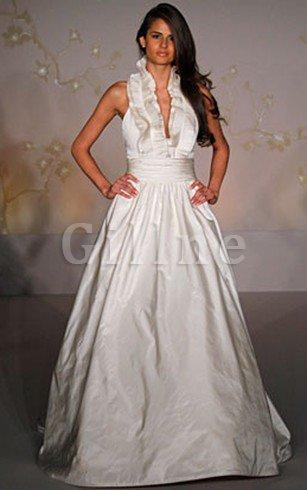 Abito da Sposa Schiena Nuda Anello Ball Gown Naturale Spazzola Treno