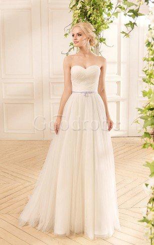 Robe de mariée simple a ligne croisade en tulle en /4 manche