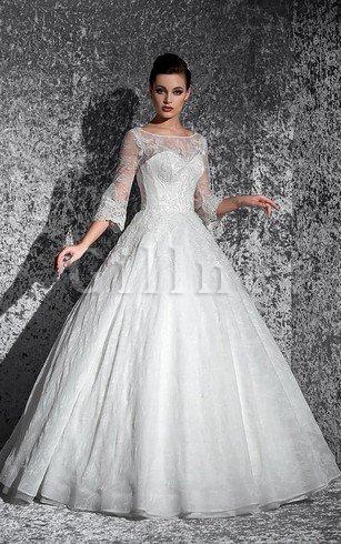 Abito da Sposa Coda A Strascico Corto con Applique Lunghi Vintage Ball Gown