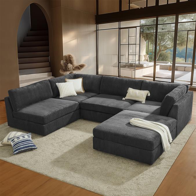 Covecrafter modular lounge with Ottoman, 5 Piece L Shaped Corduroy Modular Couch with Ottoman, Sit back and relax in modern modular sectional couch that's been thoughtfully engineered for your ultimate comfort and enjoyment.

View the product: https://www.covecrafter.com/product/5-piece-l-shaped-corduroy-modular-couch-with-ottoman-1?variant=D93221-5C

View us: https://www.covecrafter.com/