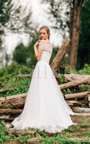 Abito da Sposa A Line Naturale a Spiaggia Senza Maniche A Terra