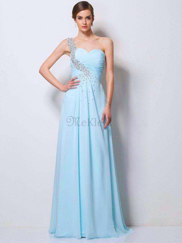 Ein Träger Reißverschluss Normale Taille Chiffon Prinzessin Abendkleid