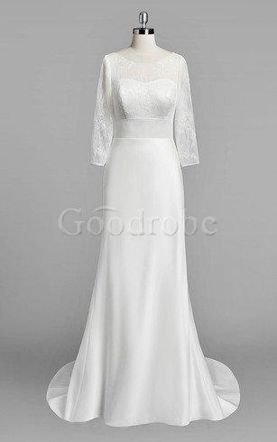 Robe de mariée luxueux col u profond de traîne moyenne avec nœud en satin