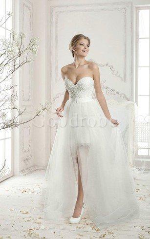 Robe de mariée simple nature en forme manche nulle en tulle