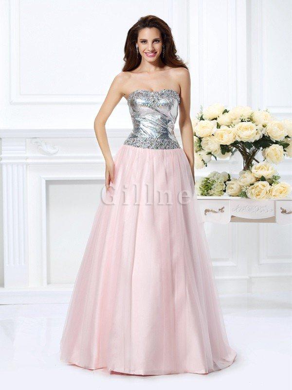 Abito Quinceanera Cuore Allacciato Senza Maniche A Terra Ball Gown