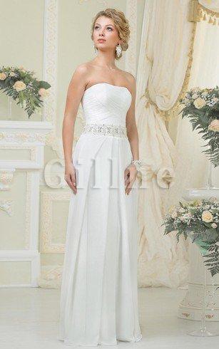 Abito da Sposa in Chiffon con Perline Naturale A Line Senza Maniche