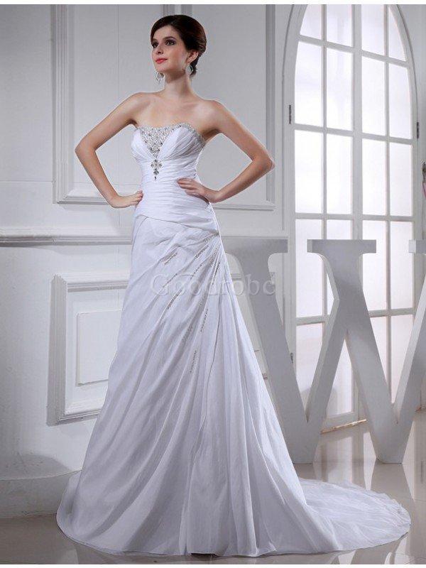 Robe de mariée avec sans manches de princesse avec lacets a ligne de traîne moyenne