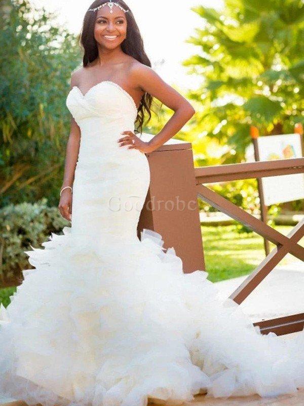 Robe de mariée attrayant manche nulle en organza décolleté dans le dos naturel