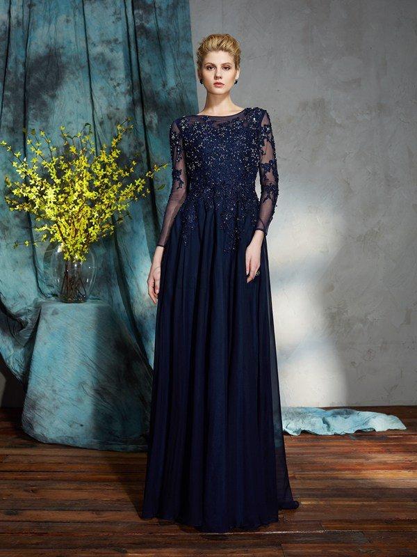 Chiffon Reißverschluss Bodenlanges Brautmutterkleid