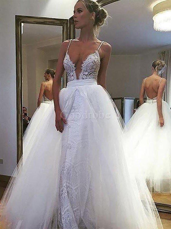 Robe de mariée naturel ligne a en tulle longueur au ras du sol avec sans manches