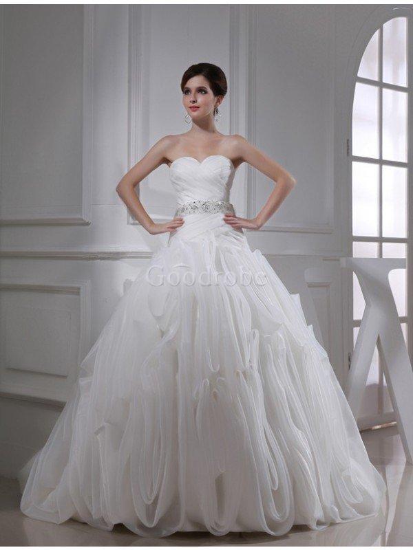 Robe de mariée cordon de mode de bal en organza de col en cœur