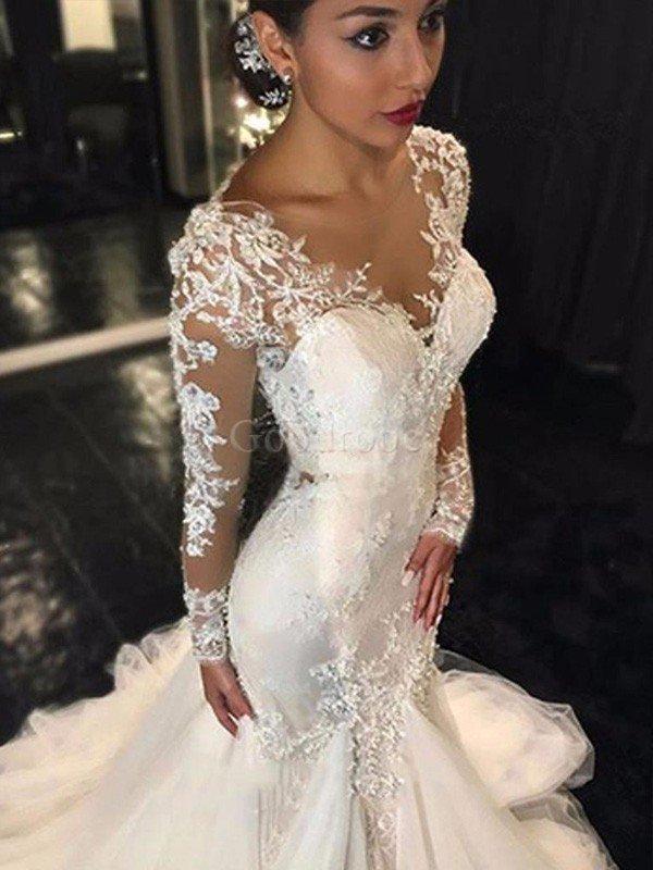 Robe de mariée naturel avec décoration dentelle de col en v de traîne moyenne dos nu