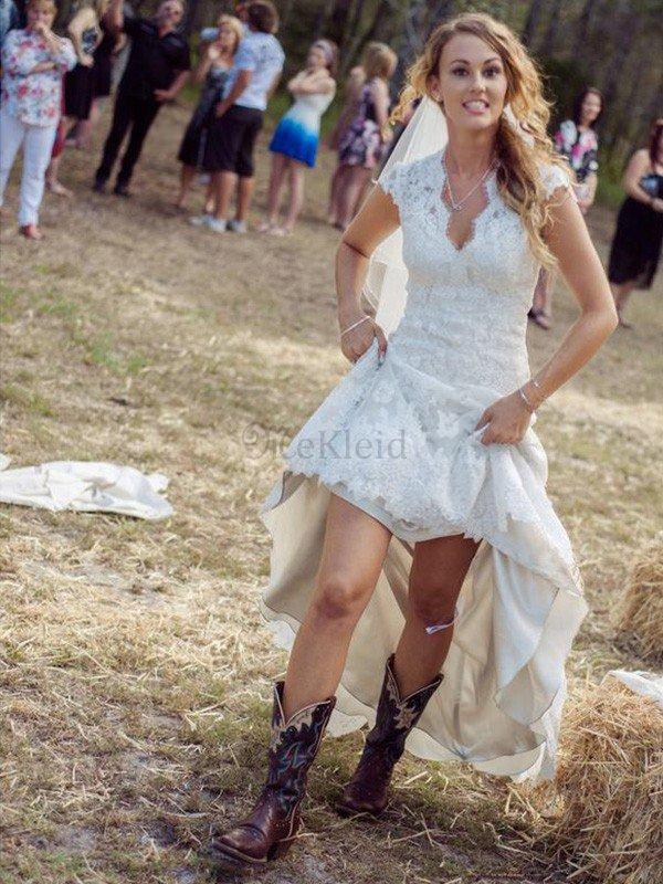 Kurze Ärmeln Normale Taille Etui Seher Brautkleid